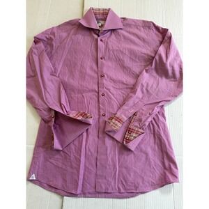 Coton doux shirt Men's Pink Striped 100% Cotton EUC Medium